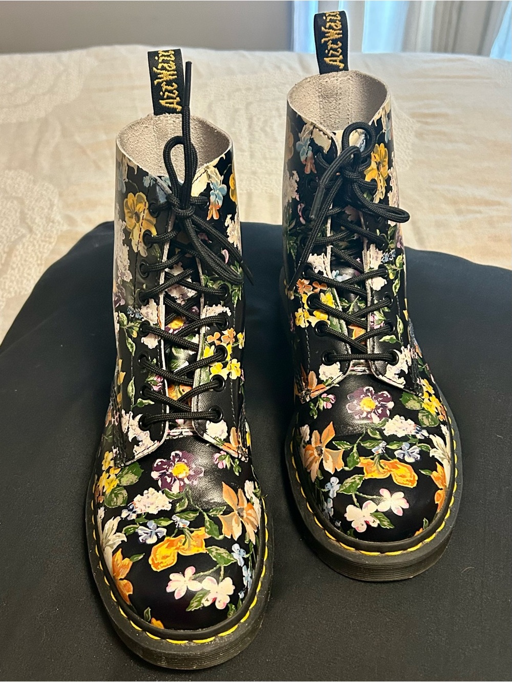 Dr. Martens Black Floral Lace-Up Boot, 9 - Picture 5 of 11